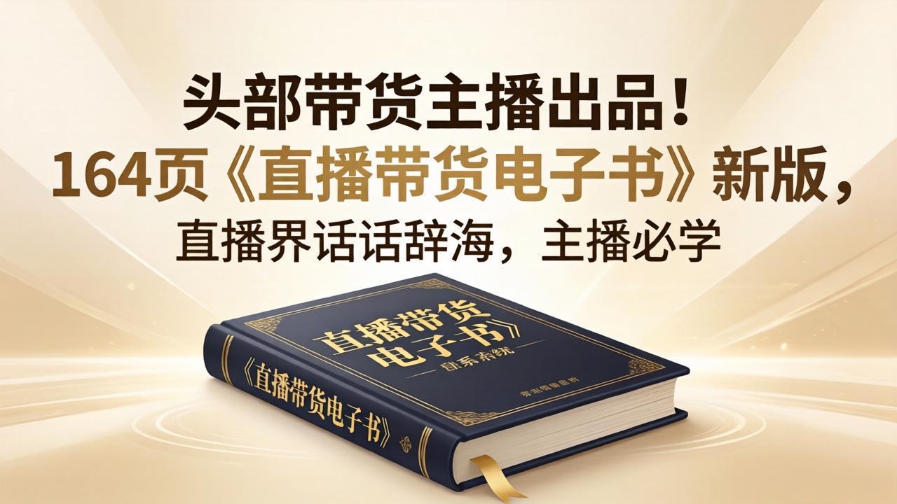 头部带货主播出品！164页《直播带货电子书》新版，直播界话术辞海，主播必学-羽哥创业课堂