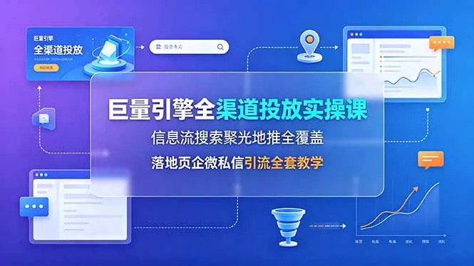 巨量引擎全渠道投放实操课，信息流搜索聚光地推全覆盖，落地页企微私信引流全套教学-羽哥创业课堂