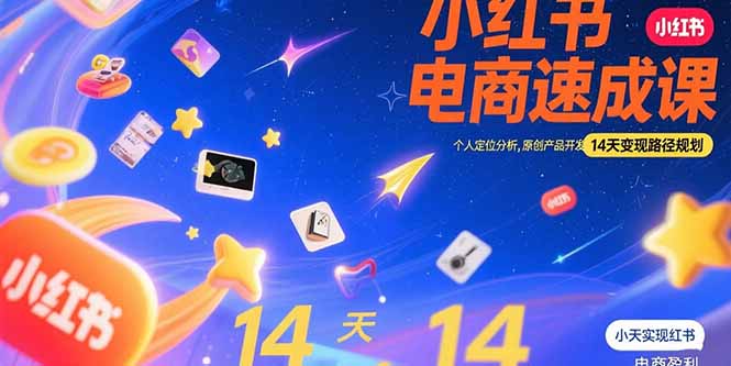 小红书虚拟电商速成课：个人定位分析，原创产品开发，14天变现路径规划-羽哥创业课堂