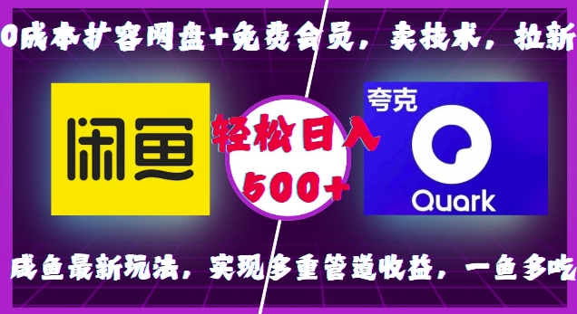 0成本扩容网盘+免费会员，卖技术，拉新，咸鱼最新玩法，实现多重管道收益，一鱼多吃，轻松日入500+-羽哥创业课堂