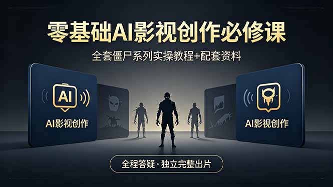 零基础AI影视创作必修课，全套僵尸系列实操教程加配套资料，全程答疑带你独立完整出片-羽哥创业课堂