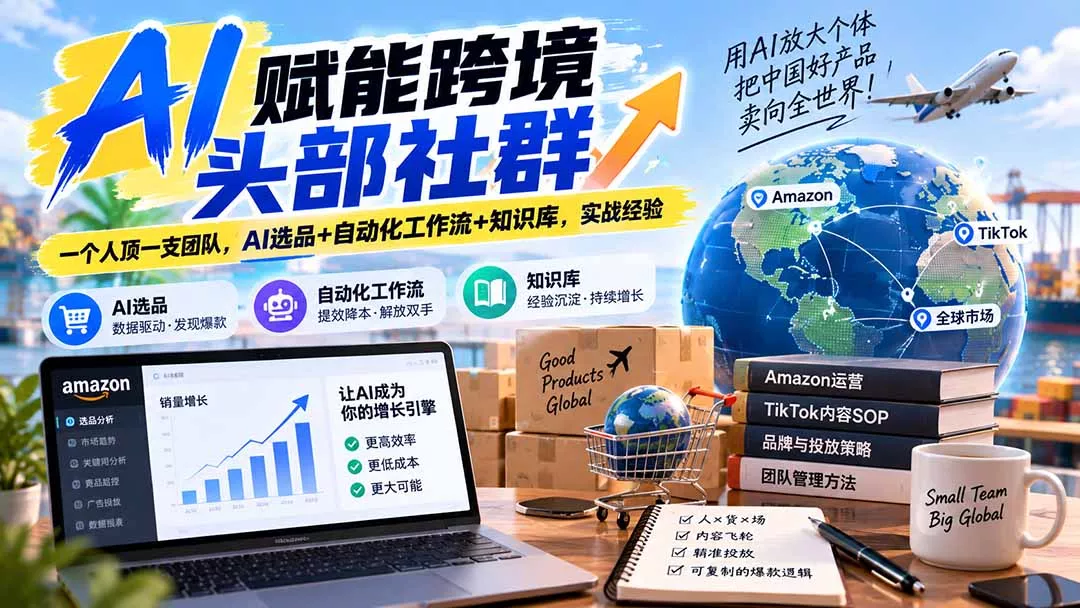 AI赋能跨境头部社群-更新9月:一个人顶一支团队,AI选品+自动化工作流+知识库,实战经验-羽哥创业课堂