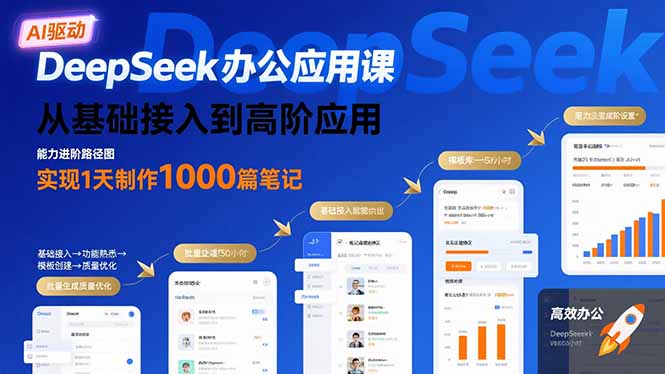 DeepSeek办公应用课：从基础接入到高阶应用，实现1天制作1000篇笔记-羽哥创业课堂
