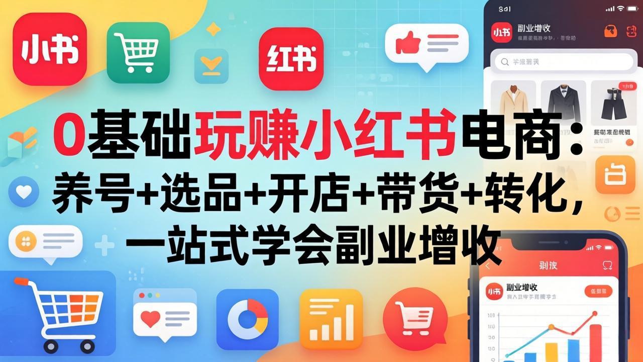 0基础玩赚小红书电商：养号+选品+开店+带货+转化，一站式学会副业增收-羽哥创业课堂