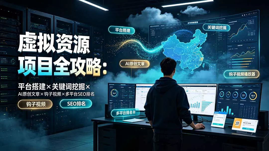 虚拟资源项目全攻略：平台搭建×关键词挖掘×AI原创文章×钩子视频×多平台SEO排名-羽哥创业课堂