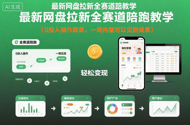 最新网盘拉新全赛道陪跑教学,0投入操作简单,一周内就可以见到成果-羽哥创业课堂