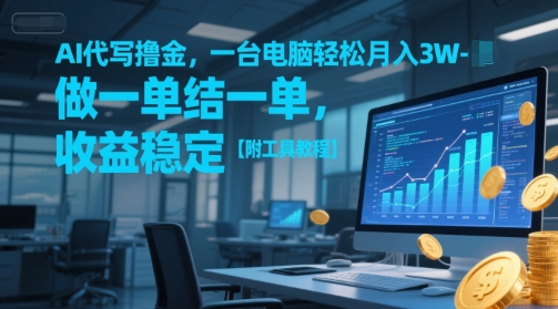 AI代写撸金，一台电脑轻松月入1-3W，做一单结一单，收益稳定【附工具教程】-羽哥创业课堂