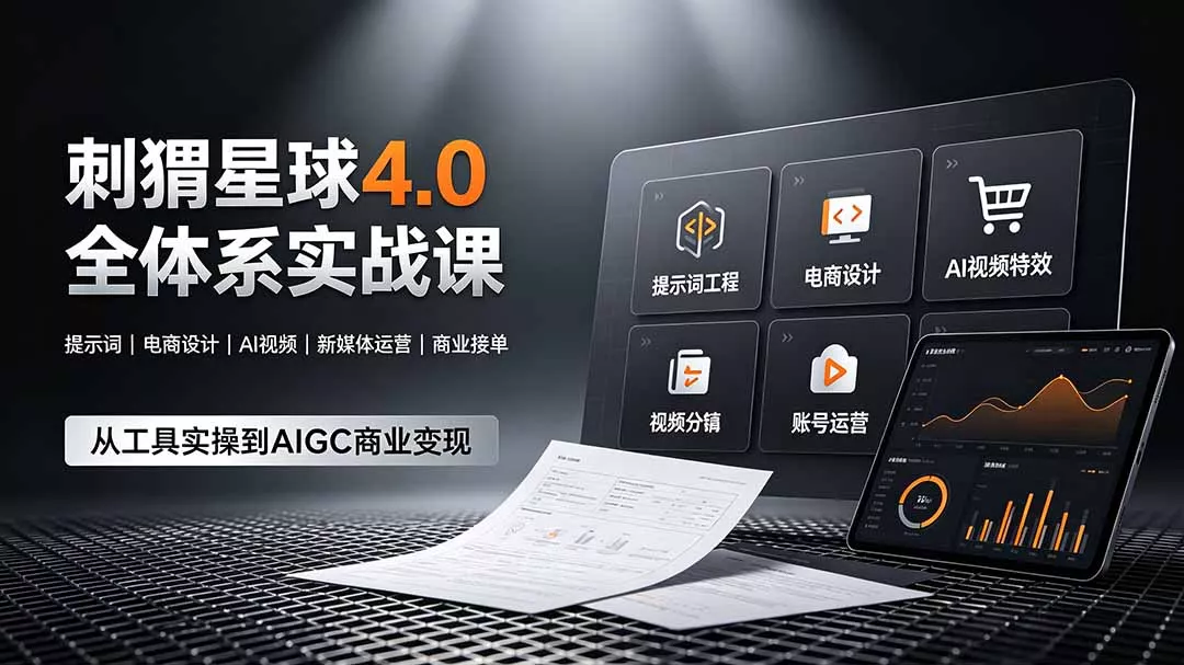 刺猬星球4.0全体系实战课，覆盖提示词工程、电商设计、AI视频特效与新媒体运营，一站式掌握AIGC商业核心技能-羽哥创业课堂
