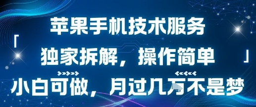苹果手机技术服务，独家拆解，操作简单，小白可做，月过1W不是梦-羽哥创业课堂