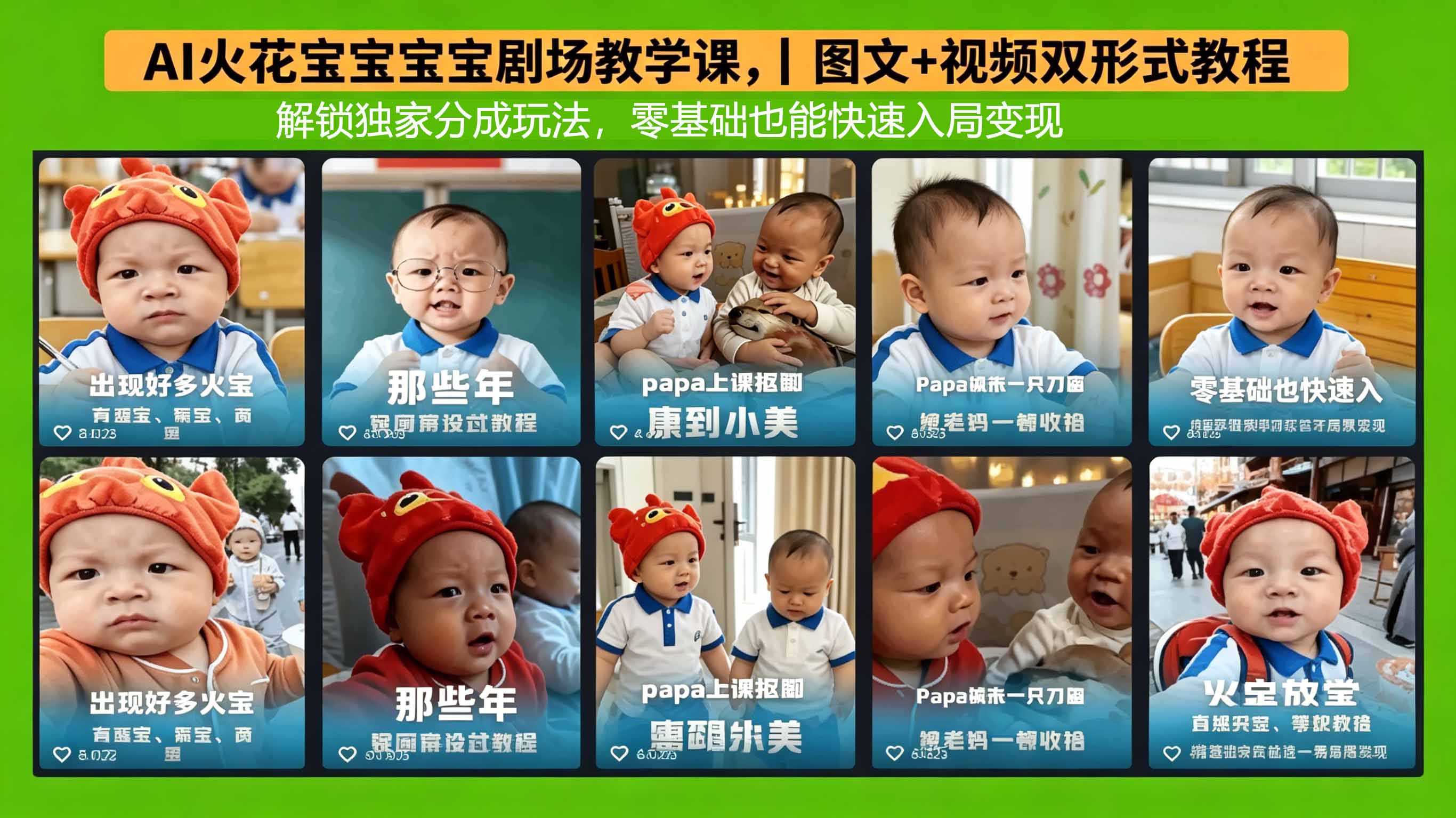 AI火花宝宝宝宝剧场教学课，图文+视频双形式教程，解锁独家分成玩法，零基础也能快速入局变现