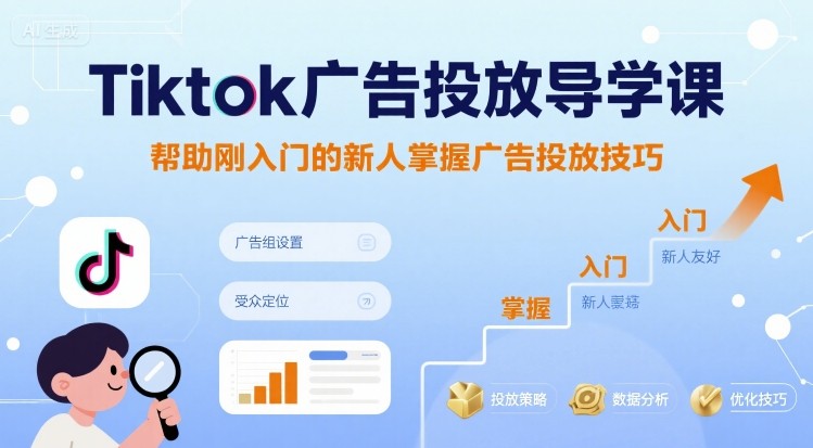 Tiktok广告投放导学课,帮助刚入门的新人掌握广告投放技巧-羽哥创业课堂