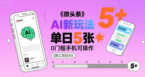 微头条AI新玩法，小白单日5张+，0门槛手机可操作【附工具指令】-羽哥创业课堂