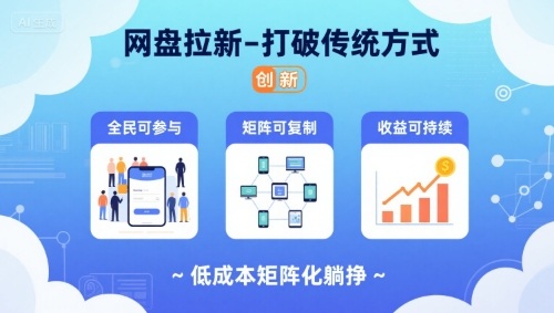 网盘拉新-打破传统方式，低成本矩阵化躺挣，全民可参与、矩阵可复制、收益可持续【揭秘】-羽哥创业课堂