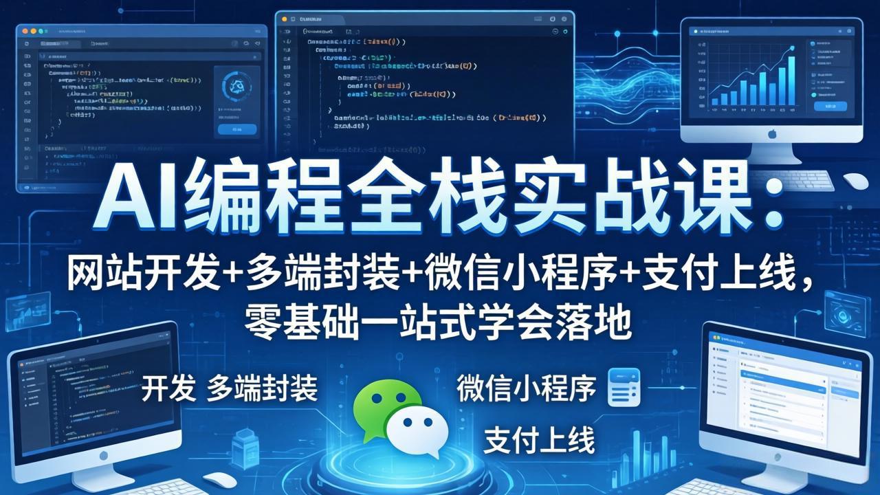 AI编程全栈实战课：网站开发+多端封装+微信小程序+支付上线，零基础一站式学会落地-羽哥创业课堂