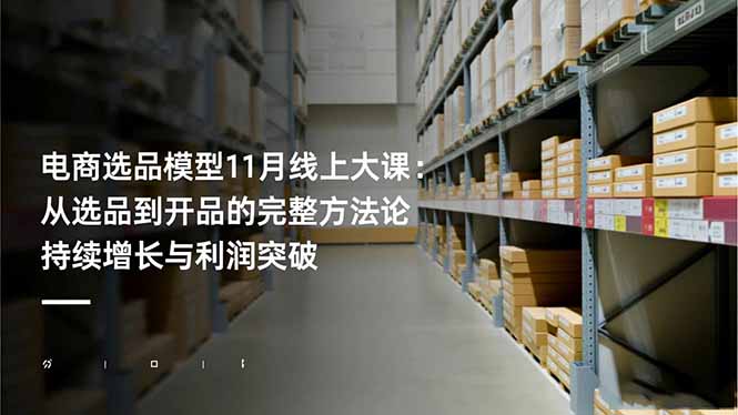 电商选品模型11月线上大课：从选品到开品的完整方法论 持续增长与利润突破-羽哥创业课堂