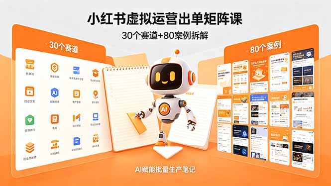 小红书虚拟运营出单矩阵课：30个赛道+80案例拆解，AI赋能批量生产笔记-羽哥创业课堂