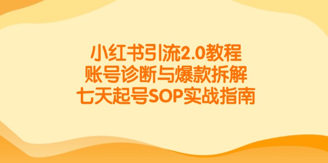 小红书引流2.0教程，账号诊断与爆款拆解，七天起号SOP实战指南-羽哥创业课堂