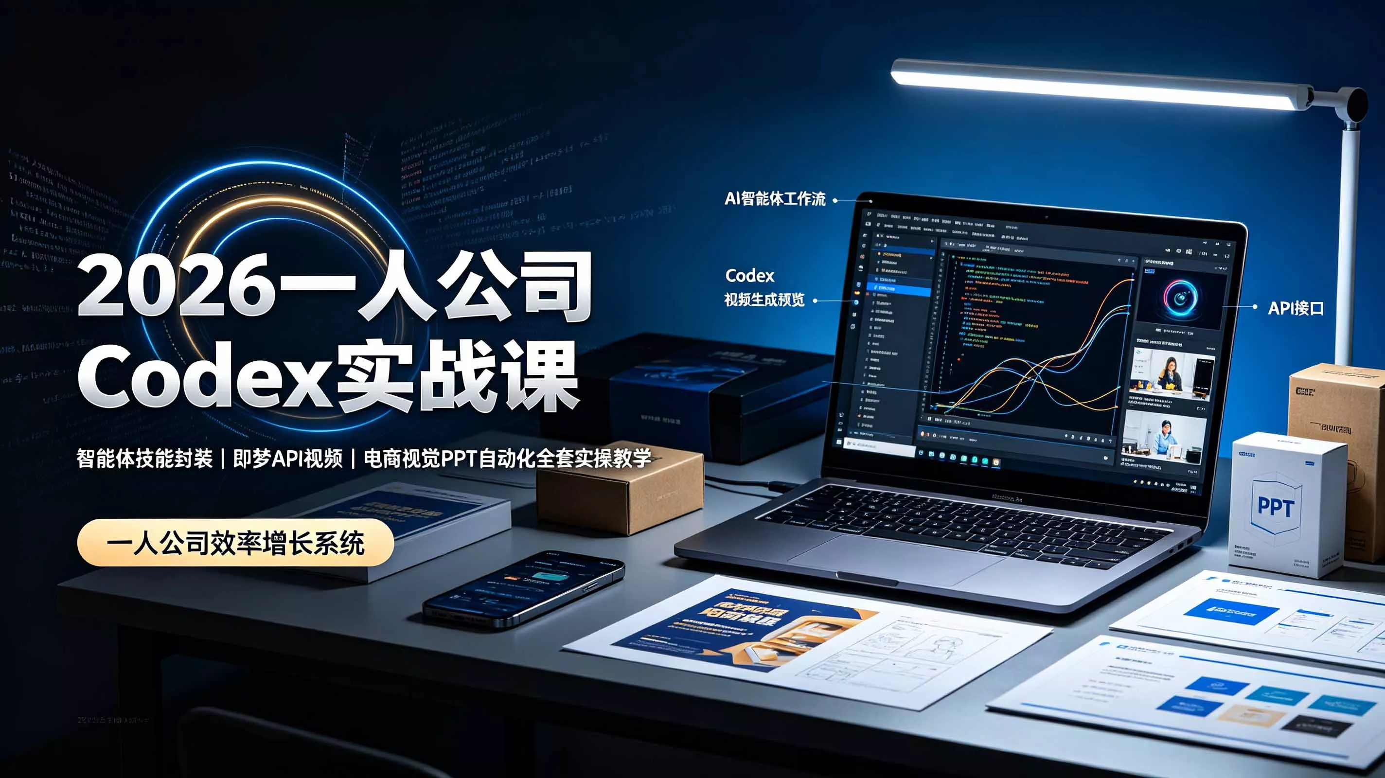 2026一人公司Codex实战课◆智能体技能封装｜即梦API视频｜电商视觉PPT自动化全套实操教学-羽哥创业课堂