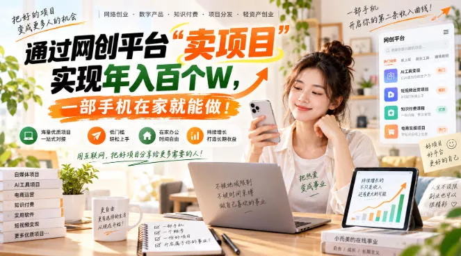 网创平台“卖项目”实现年入百万,一部手机在家就能做!-羽哥创业课堂