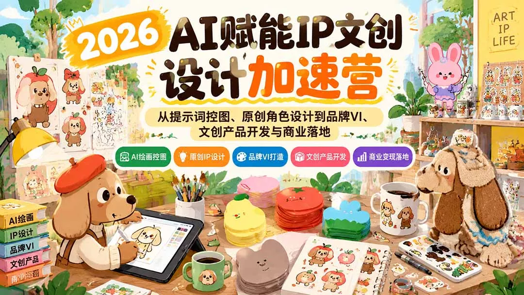 2026AI赋能IP文创设计加速营：从提示词控图、原创角色设计到品牌VI、文创产品开发与商业落地-羽哥创业课堂