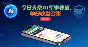 今日头条AI军事赛道，单日收益多张 ，手机可做【附指令】-羽哥创业课堂