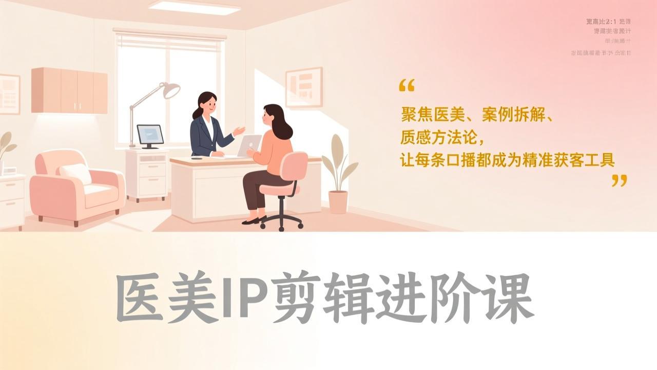 医美IP剪辑进阶课，聚焦医美、案例拆解、质感方法论，让每条口播都成为精准获客工具-羽哥创业课堂