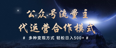 公众号流量主代运营  多种变现方式 轻松日入5张【揭秘】-羽哥创业课堂