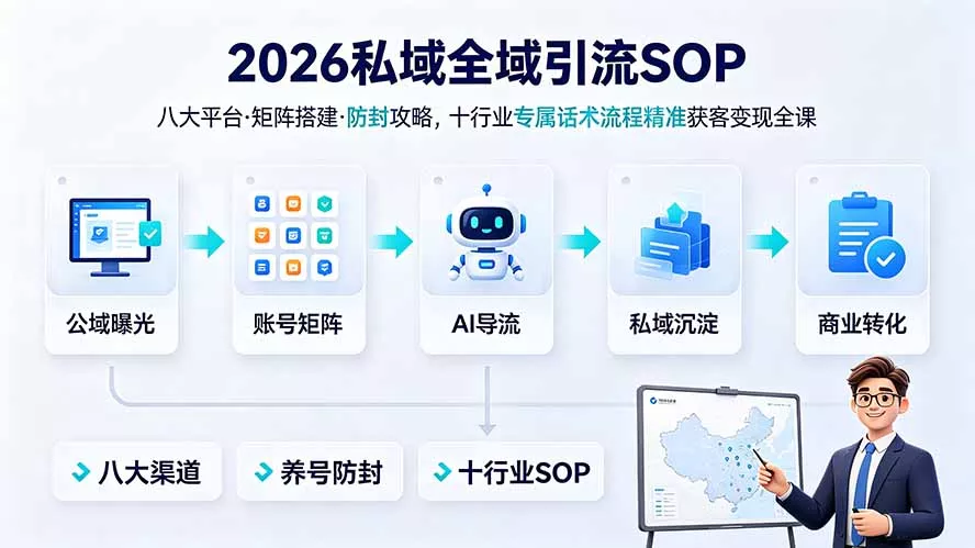 2026私域全域引流SOP｜八大平台·矩阵搭建·防封攻略，十行业专属话术流程精准获客变现全课-羽哥创业课堂