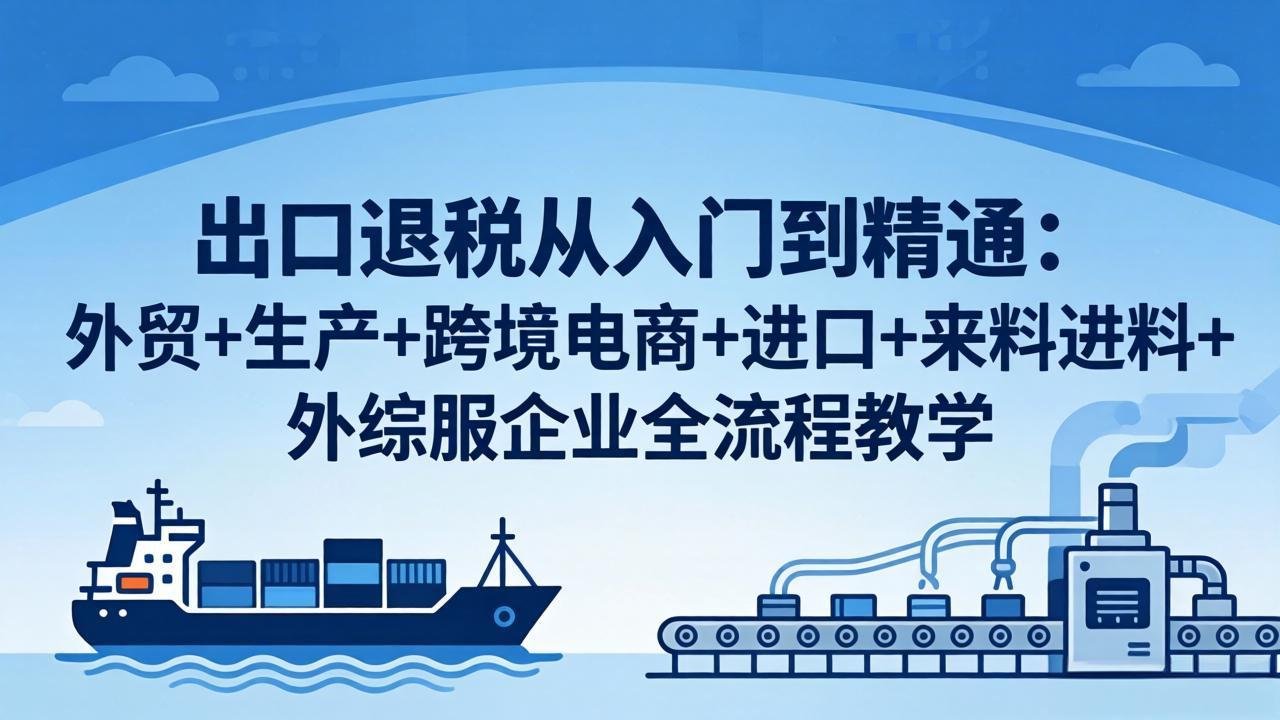 出口退税从入门到精通：外贸+生产+跨境电商+进口+来料进料+外综服企业全流程教学-羽哥创业课堂