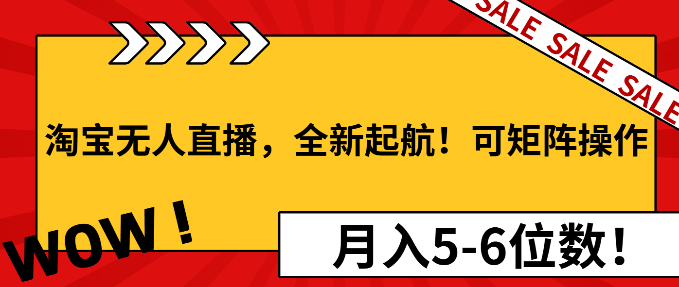 淘宝无人直播，全新起航！可矩阵操作，月入5-6位数！-羽哥创业课堂