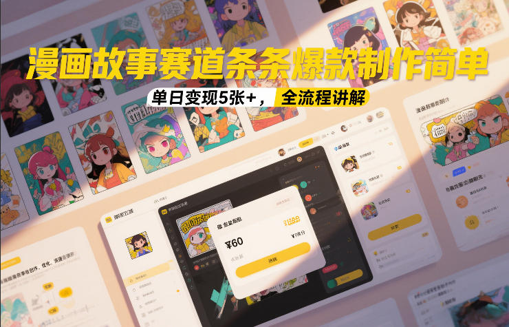 漫画故事赛道条条爆款制作简单，单日变现5张+，全流程讲解-羽哥创业课堂