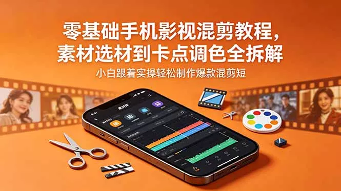 零基础手机影视混剪教程，素材选材到卡点调色全拆解，小白跟着实操轻松制作爆款混剪短片-羽哥创业课堂