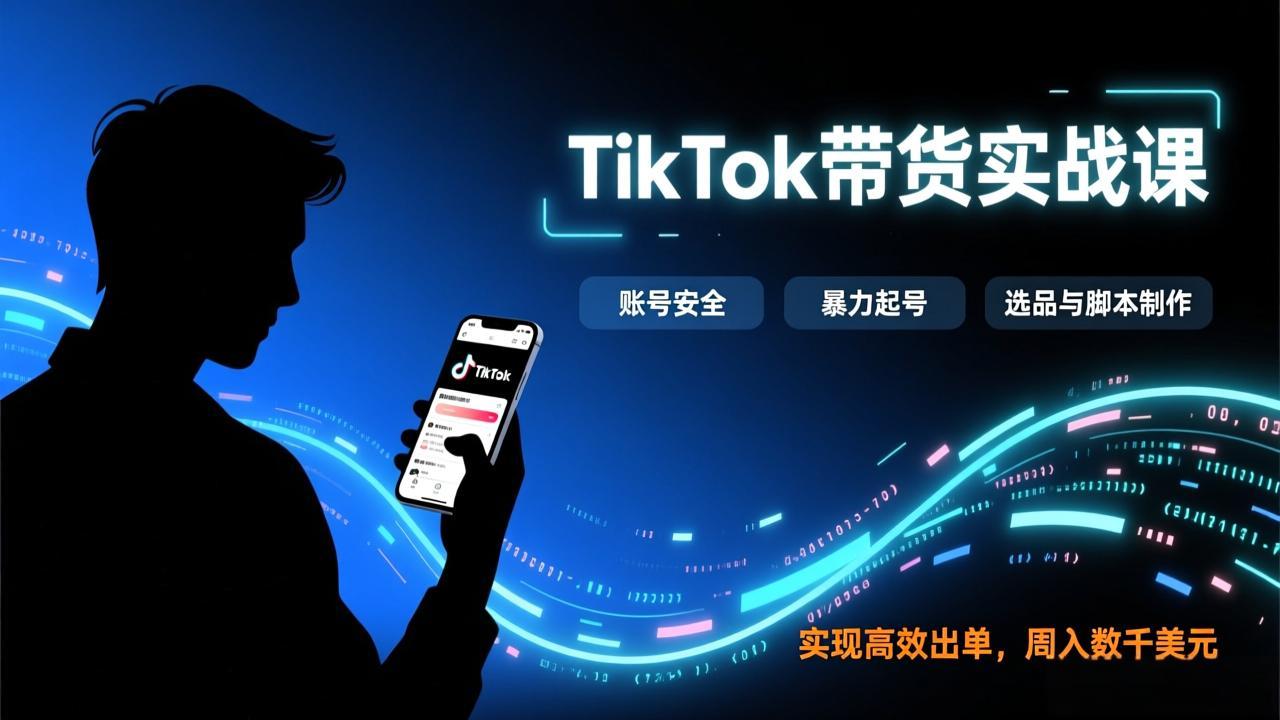 TikTok带货实战课，涵盖账号安全、暴力起号、选品与脚本制作，实现高效出单，周入数千美元-羽哥创业课堂