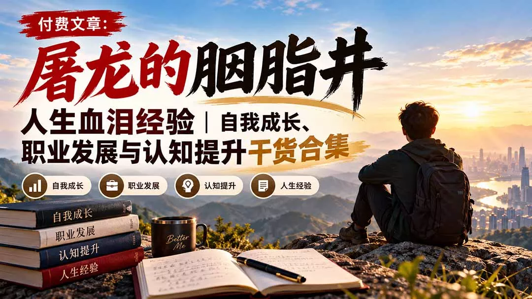 付费文章:屠龙的胭脂井人生血泪经验|自我成长、职业发展与认知提升干货合集-羽哥创业课堂