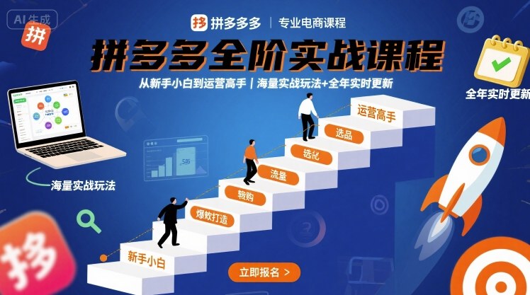 拼多多全阶实战课程，从新手小白到运营高手，海量实战玩法+全年实时更新【2025年9月更新】-羽哥创业课堂