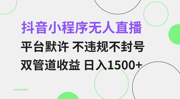 抖音小程序无人直播 平台默许 不违规不封号 双管道收益 日入多张 小白也能轻松操作【仅揭秘】-羽哥创业课堂