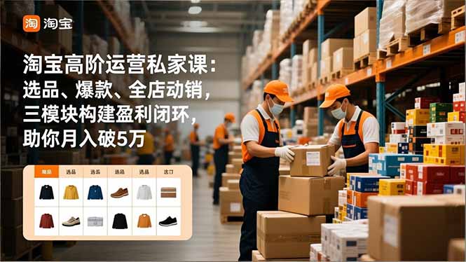 淘宝高阶运营私家课:选品、爆款、全店动销,三模块构建盈利闭环,助你月入破5万-羽哥创业课堂