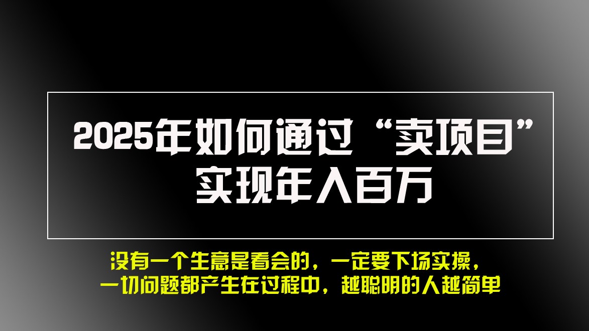 2025年如何通过“卖项目”实现年入百万-羽哥创业课堂