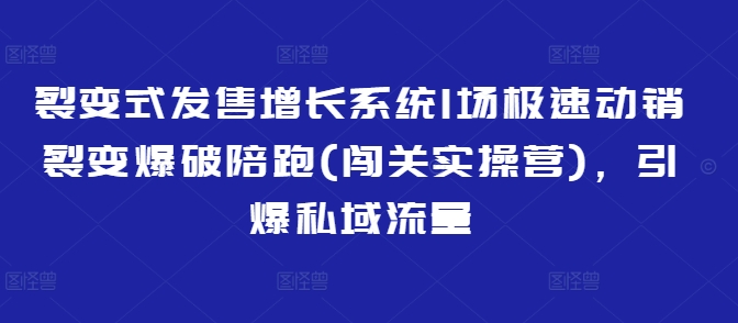 裂变式发售增长系统1场极速动销裂变爆破陪跑(闯关实操营)，引爆私域流量-羽哥创业课堂