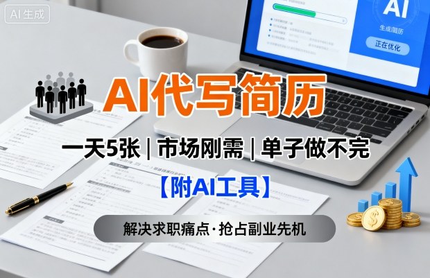 AI代写简历，一天5张，今年找工作难，市场刚需，单子做不完【附AI工具】-羽哥创业课堂