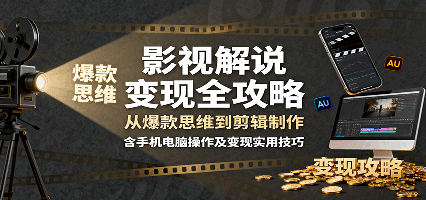 影视解说变现全攻略：从爆款思维到剪辑制作，含手机电脑操作及变现实用技巧-羽哥创业课堂