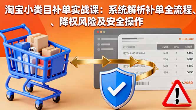 淘宝小类目补单实战课：系统解析补单全流程、降权风险及安全操作-羽哥创业课堂