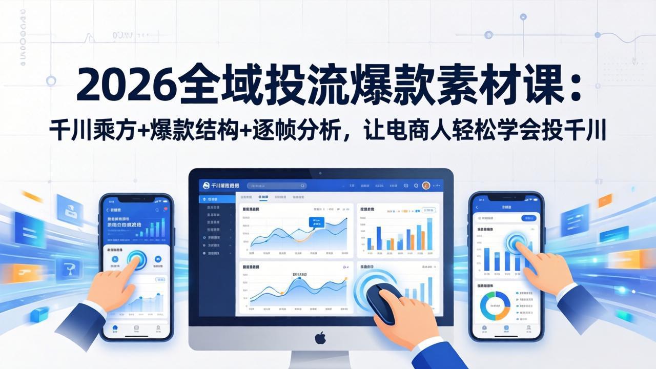2026全域投流爆款素材课：千川乘方+爆款结构+逐帧分析，让电商人轻松学会投千川-羽哥创业课堂