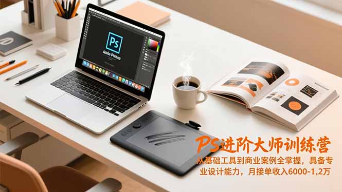 PS进阶大师训练营,从基础工具到商业案例全掌握,具备专业设计能力,月接单收入6000-1.2万-羽哥创业课堂