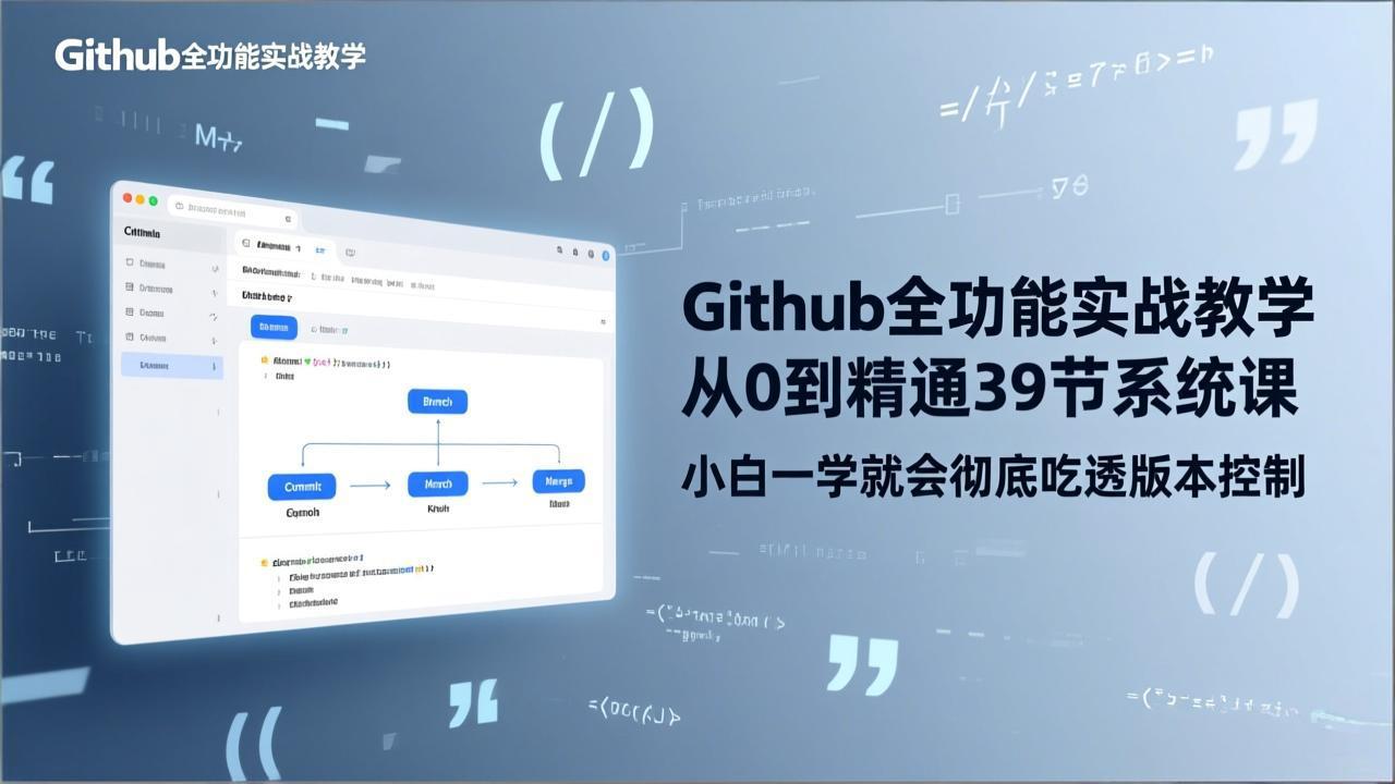 GitHub-全功能实战教学,从0到精通39节系统课,小白一学就会彻底吃透版本控制-羽哥创业课堂