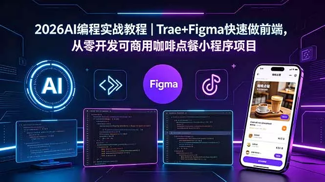 2026AI编程实战教程｜Trae+Figma快速做前端，从零开发可商用咖啡点餐小程序项目-羽哥创业课堂