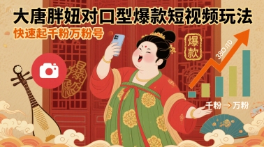 大唐胖妞对口型爆款短视频玩法，快速起千粉万粉号-羽哥创业课堂