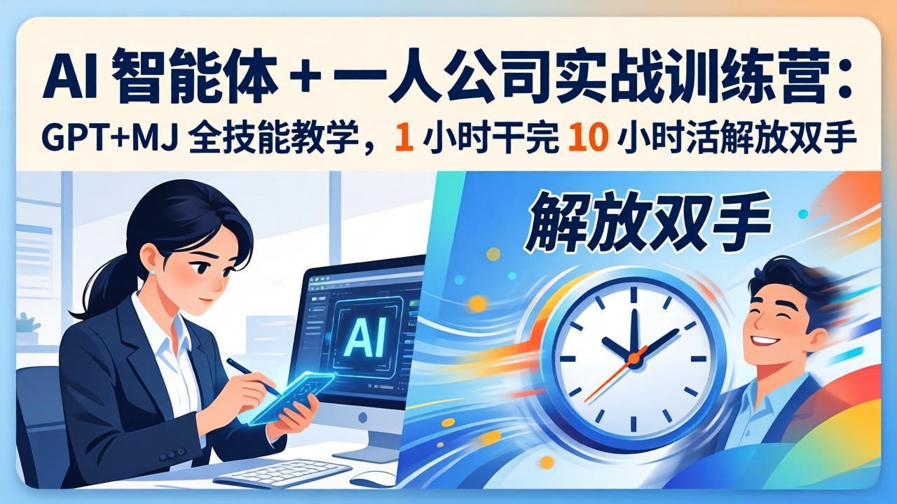AI 智能体 + 一人公司实战训练营：GPT+MJ 全技能教学，1 小时干完 10 小时活解放双手-羽哥创业课堂