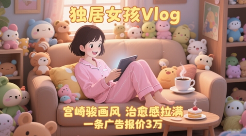 单个账号涨粉71W！用AI制作独居女孩Vlog，宫崎骏画风，治愈感拉满，一条广告报价3W-羽哥创业课堂