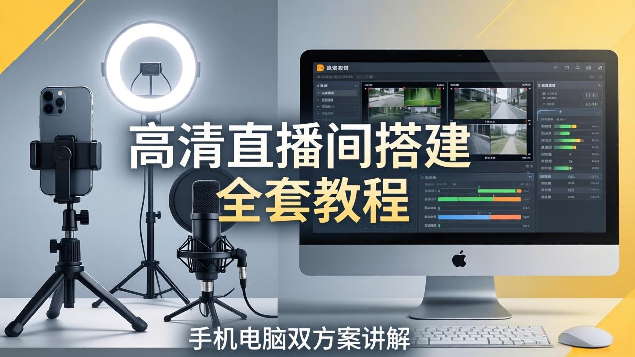 高清直播间搭建全套教程，手机电脑双方案讲解，设备选型调试多机位实操教学-羽哥创业课堂